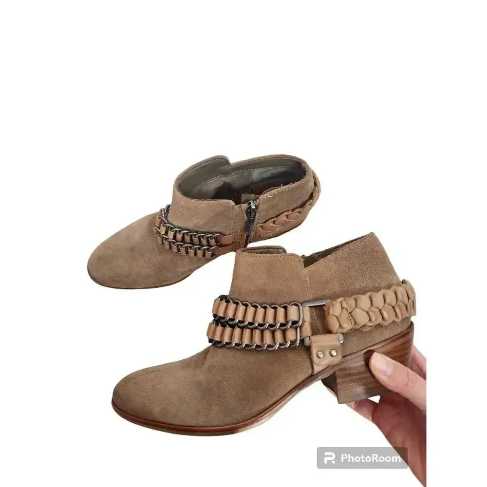 Sam Edelman Booties Tan Size 7 Zip Side.